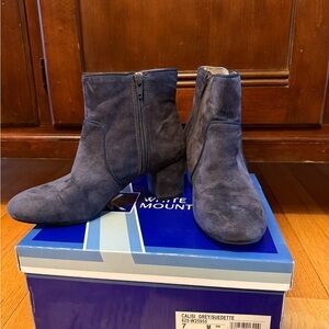 White Mountain Women's Blue Suede Ankle Boots